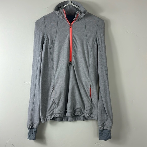Lululemon Gray Orange 1/4 Zip Long Sleeve Pullover Jacket 4 - Picture 2 of 8